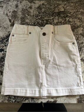 Free People Cream Denim Mini Skirt